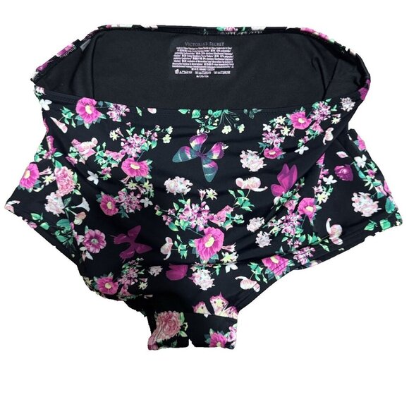 Victoria's Secret Black Floral Hi-Waisted Bikini Bottom Shortie/Swimwear Size M - Picture 2 of 4